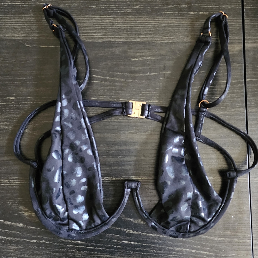 Black Cheetah Print Bikini Top